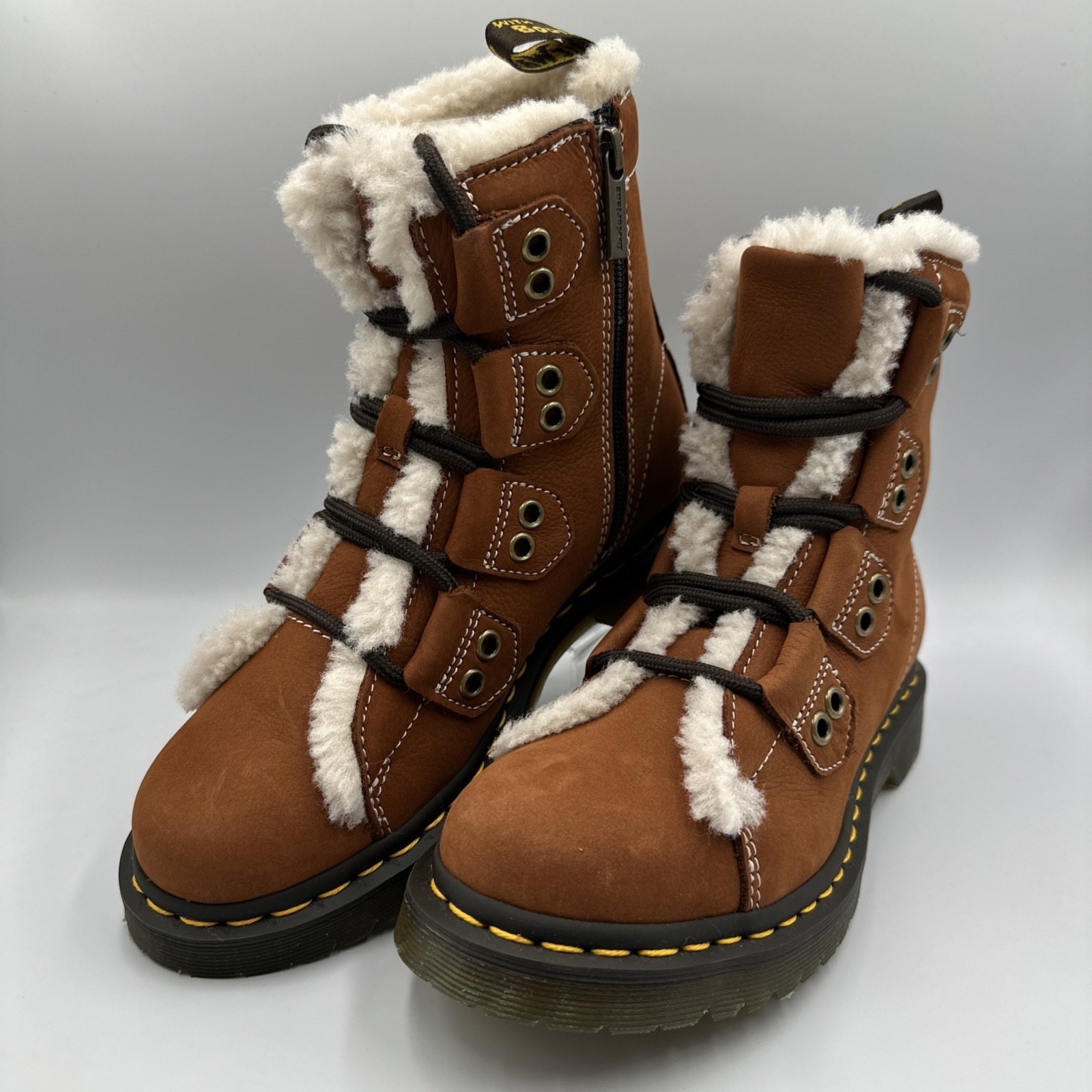 Dr Martens 1460 Lace To Toe Fur Lined Boots Buttersoft Water-Resistant Women's 7